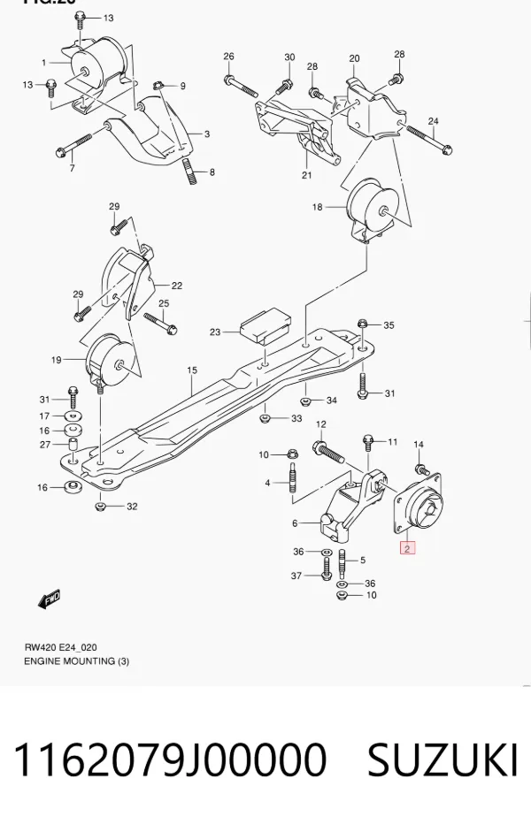 Подушка (опора) двигуна, ліва 1162079J00000 Suzuki