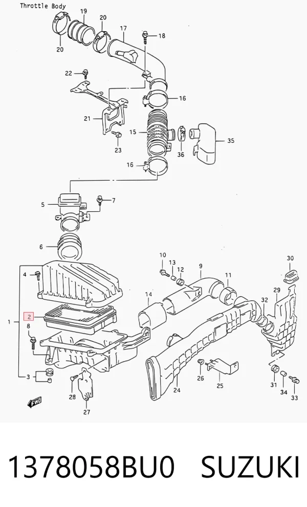 Повітряний фільтр 1378058BU0 Suzuki