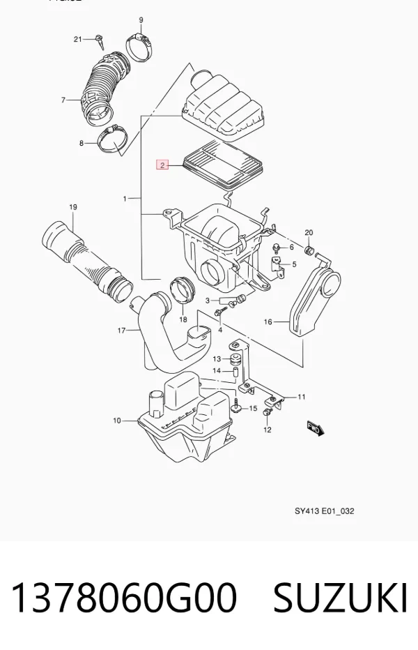 Повітряний фільтр 1378060G00 Suzuki