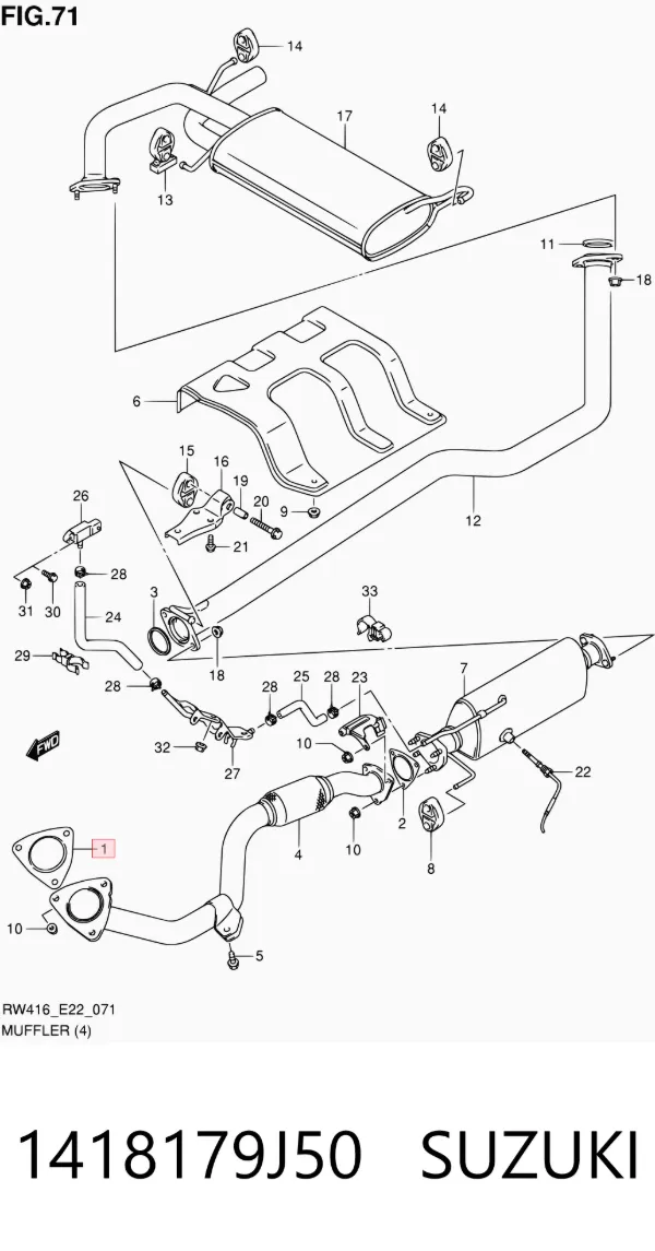 Прокладка глушника 1418179J50 Suzuki