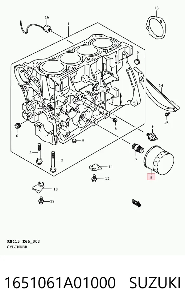 Масляний фільтр 1651061A01000 Suzuki