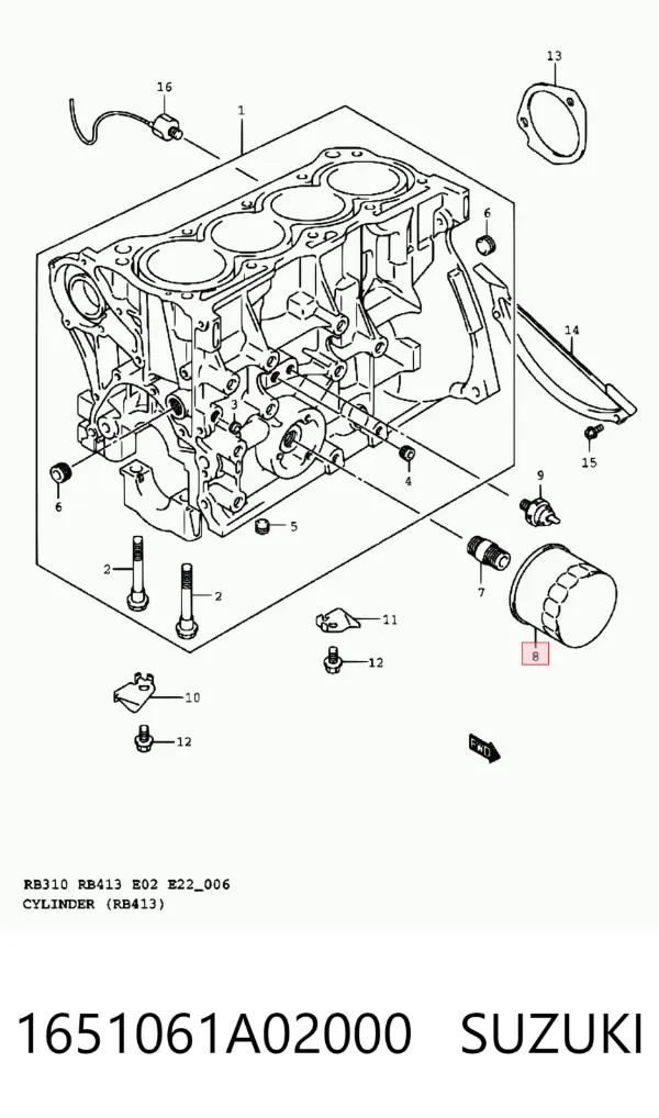 Масляний фільтр 1651061A02000 Suzuki