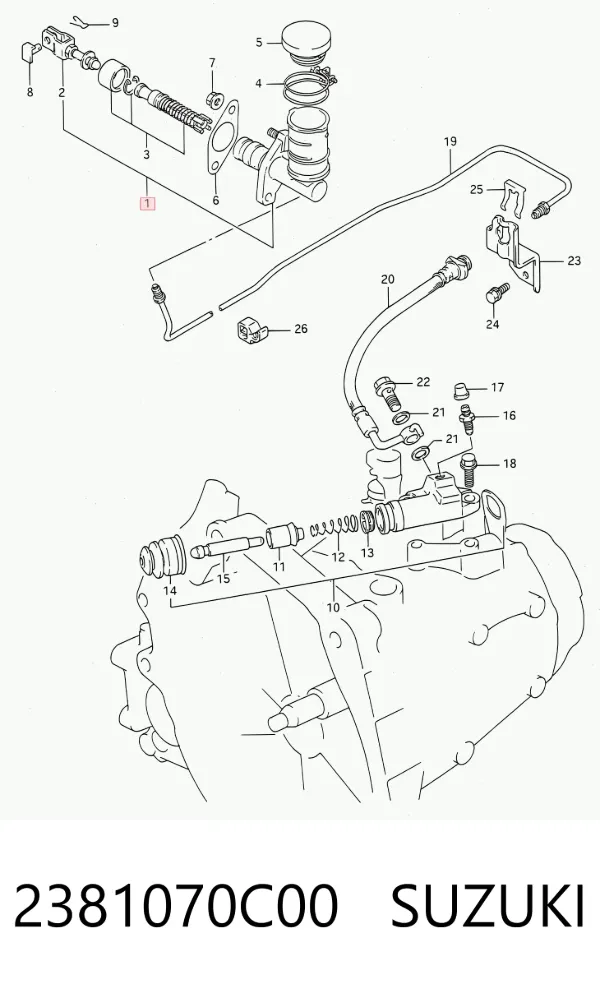 Головний циліндр зчеплення 2381070C00 Suzuki