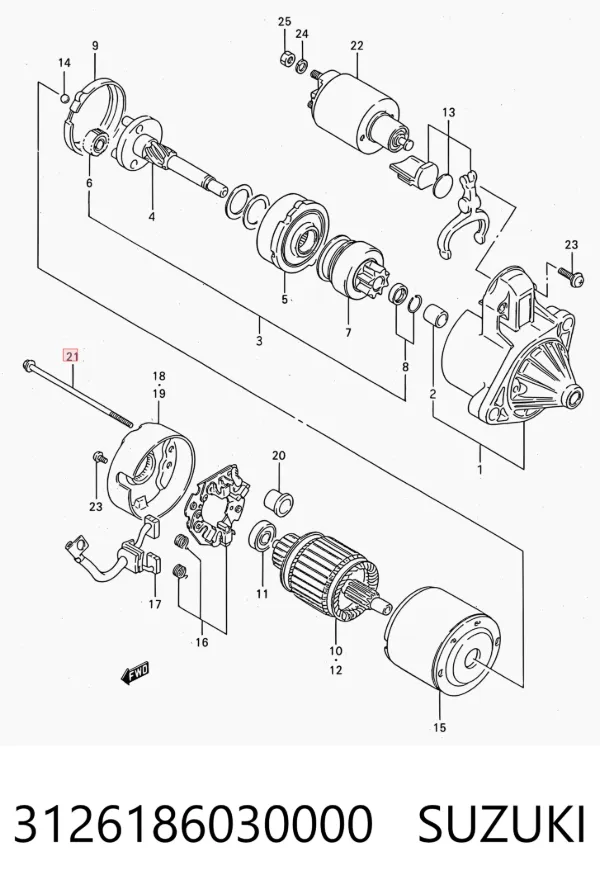 Болт стяжний стартера 3126186030000 Suzuki