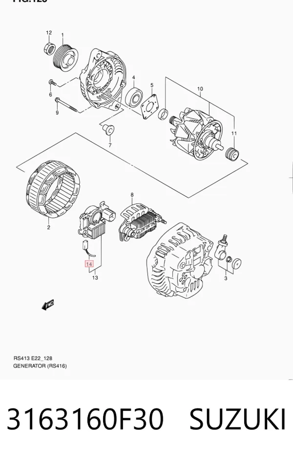 Щітки генератора 3163160F30 Suzuki