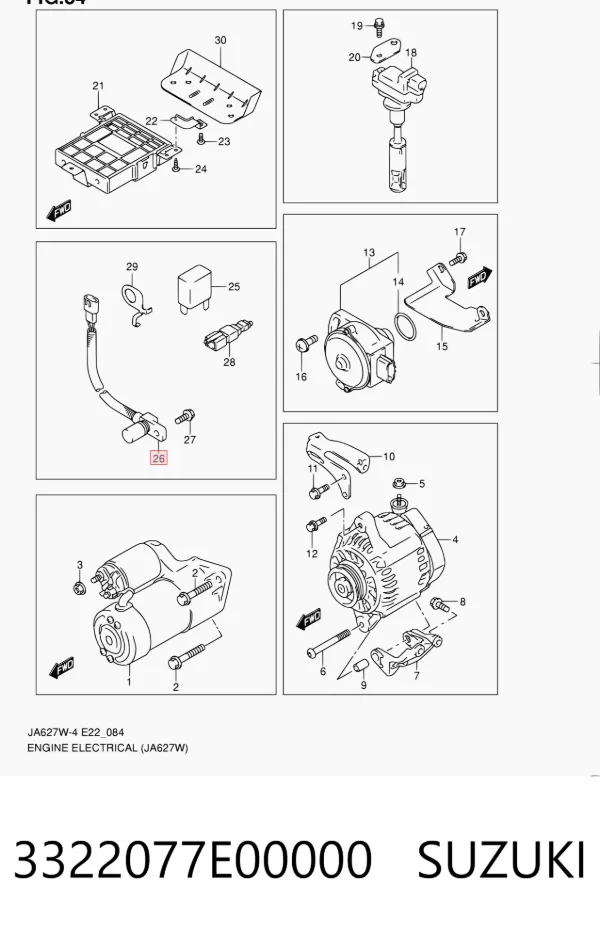 Датчик колінвала 3322077E00000 Suzuki