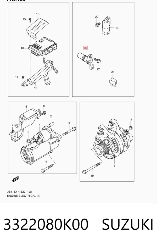 Датчик колінвала 3322080K00 Suzuki
