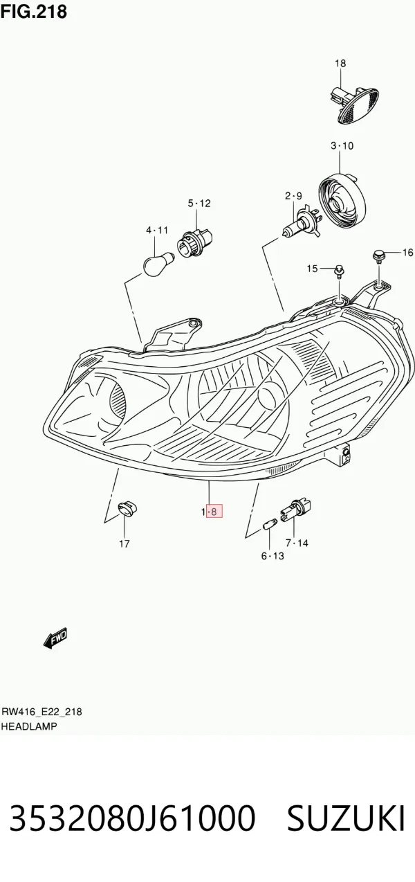 Фара ліва 3532080J61000 Suzuki