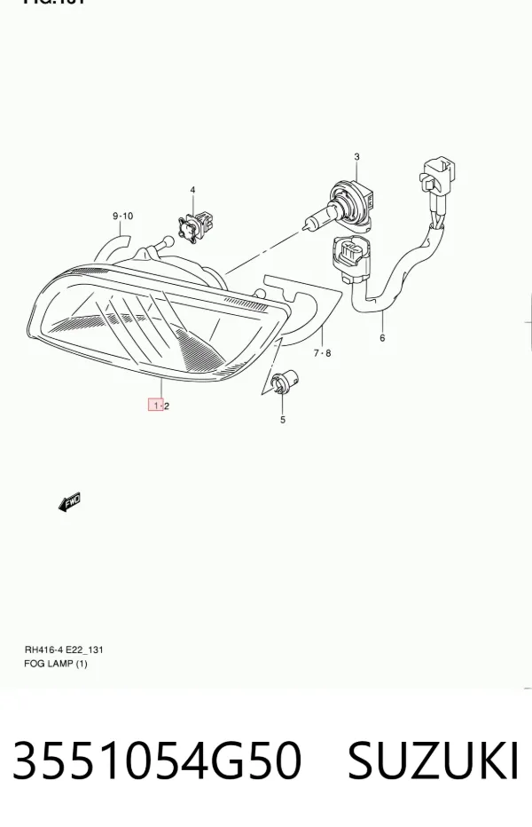 Фара протитуманна, права 3551054G50 Suzuki