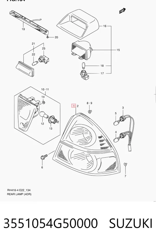 Фара протитуманна, права 3551054G50000 Suzuki
