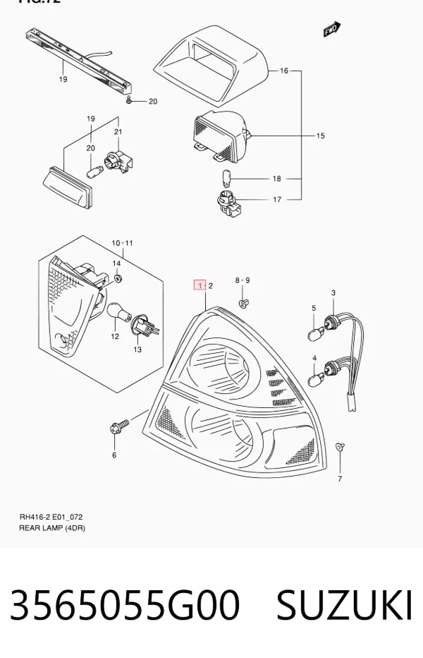 Фара протитуманна, права 3565055G00 Suzuki
