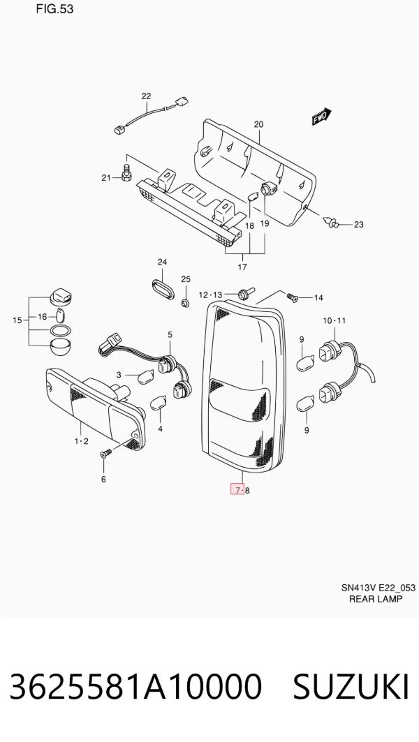 Задня права фара 3625581A10000 Suzuki