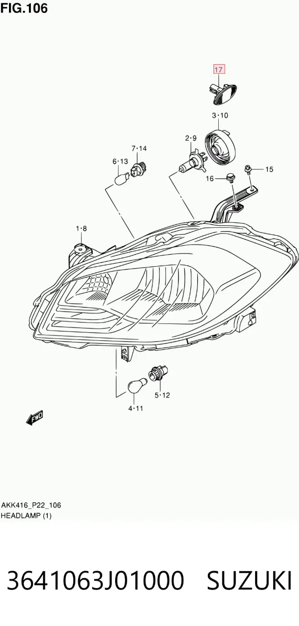 Повторювач повороту на крилі 3641063J01000 Suzuki