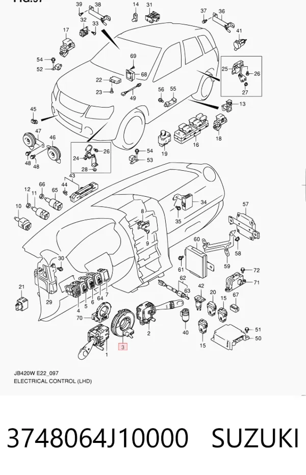 Шлейф керма 3748064J10000 Suzuki
