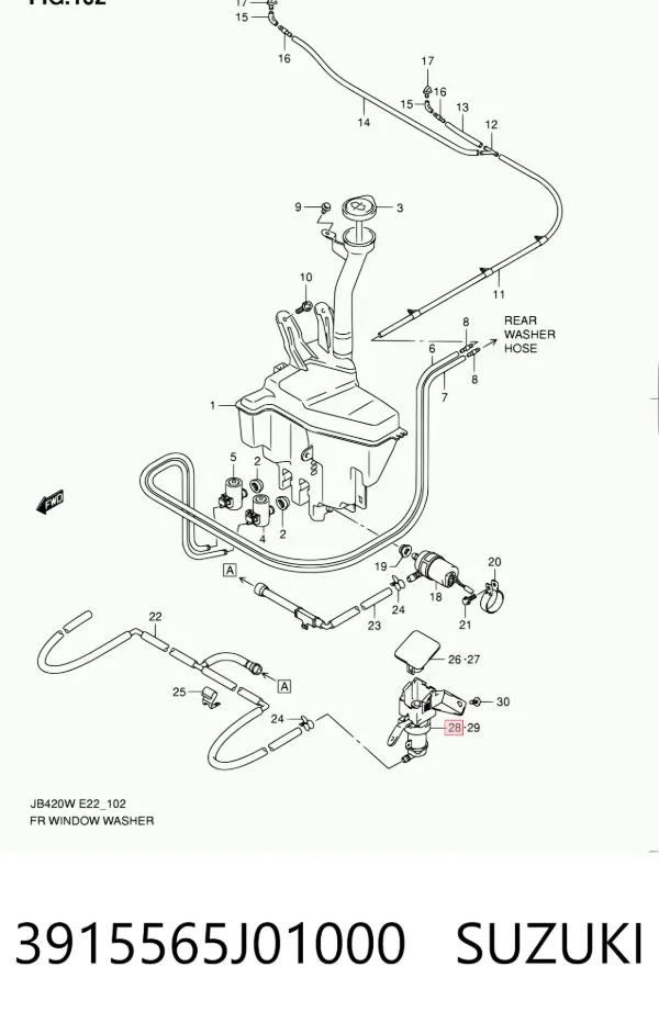 Форсунка омивача фари передньої, правої 3915565J01000 Suzuki