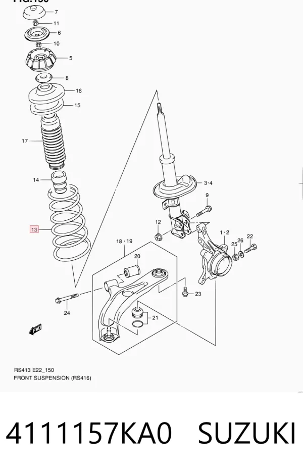 Пружина передня 4111157KA0 Suzuki