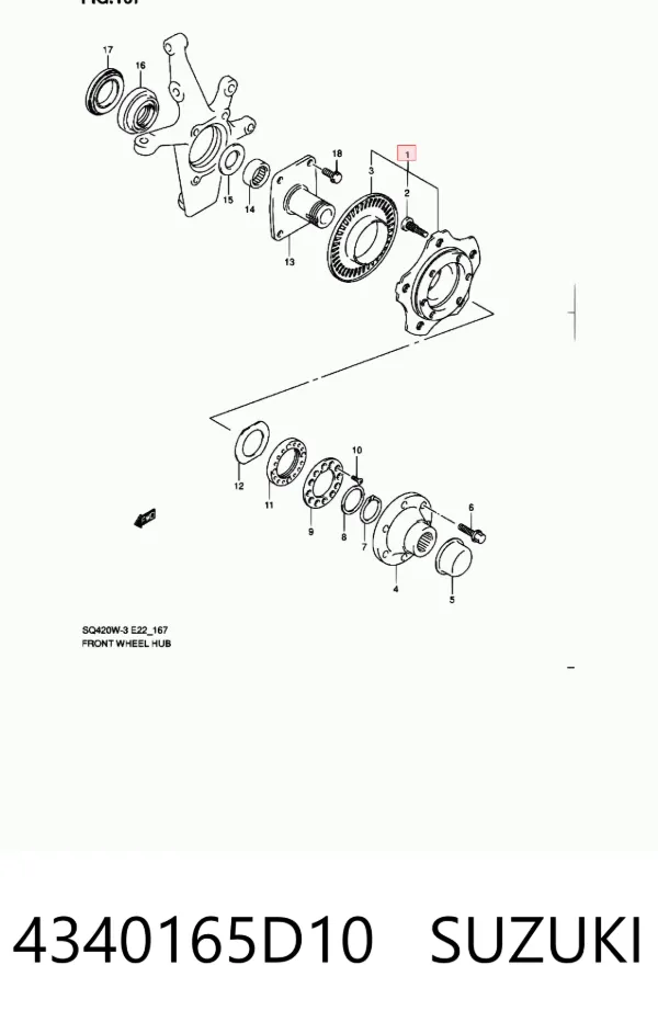 Передня маточина 4340165D10 Suzuki