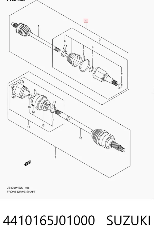 Піввісь права 4410165J01000 Suzuki