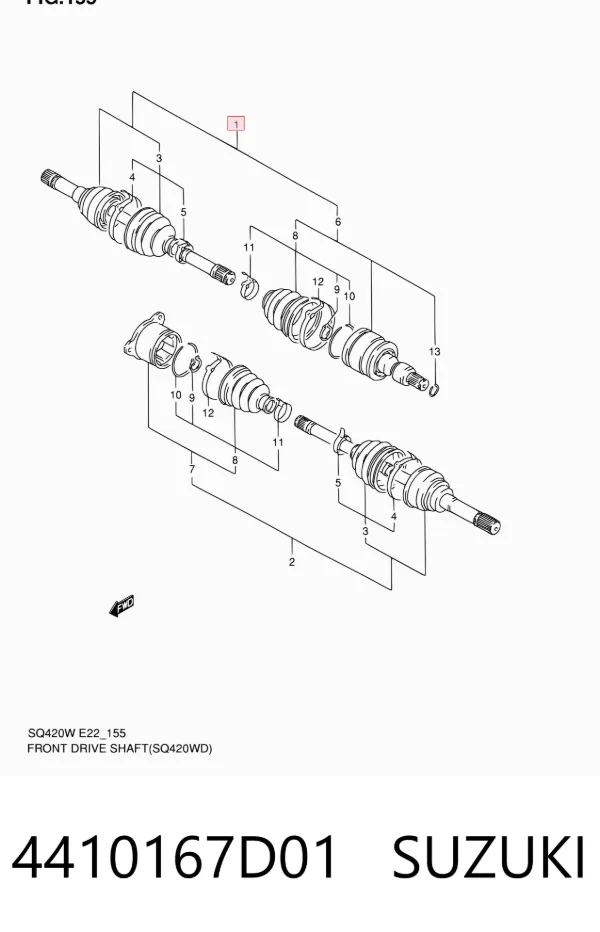 Піввісь права 4410167D01 Suzuki
