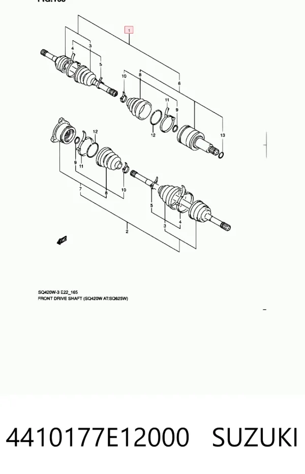 Піввісь права 4410177E12000 Suzuki