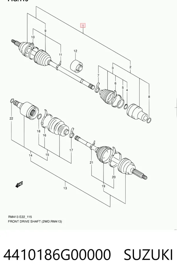 Піввісь права 4410186G00000 Suzuki