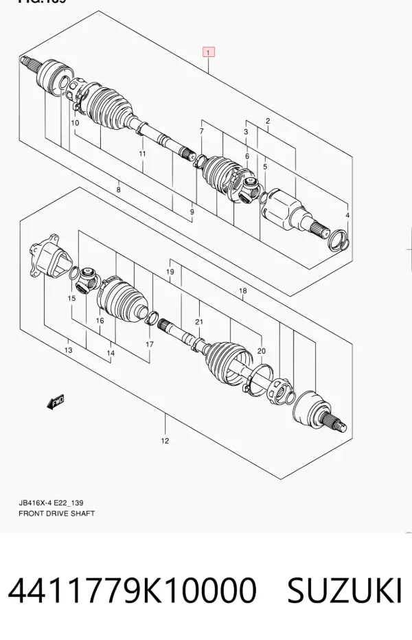 Піввісь права 4411779K10000 Suzuki