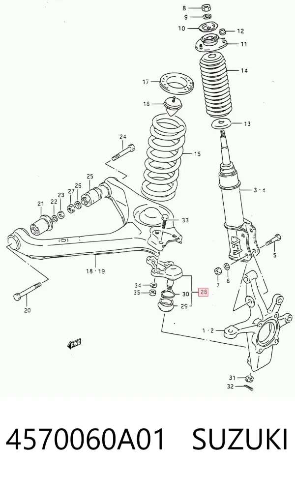 Кульова опора, нижня 4570060A01 Suzuki