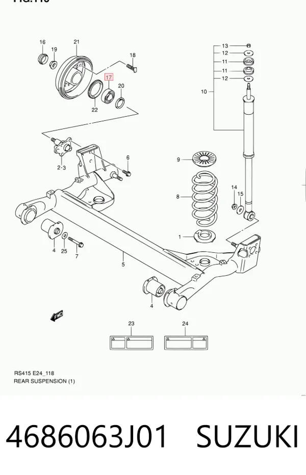 Підшипник задньої ступиці 4686063J01 Suzuki