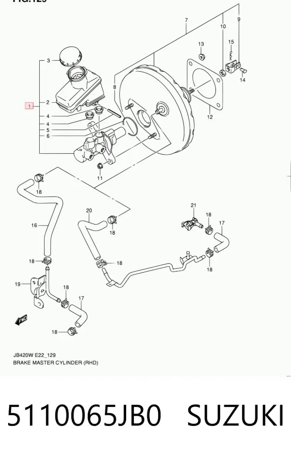Головний гальмівний циліндр 5110065JB0 Suzuki