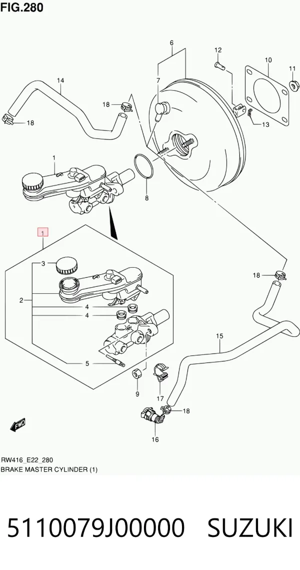 Головний гальмівний циліндр 5110079J00000 Suzuki