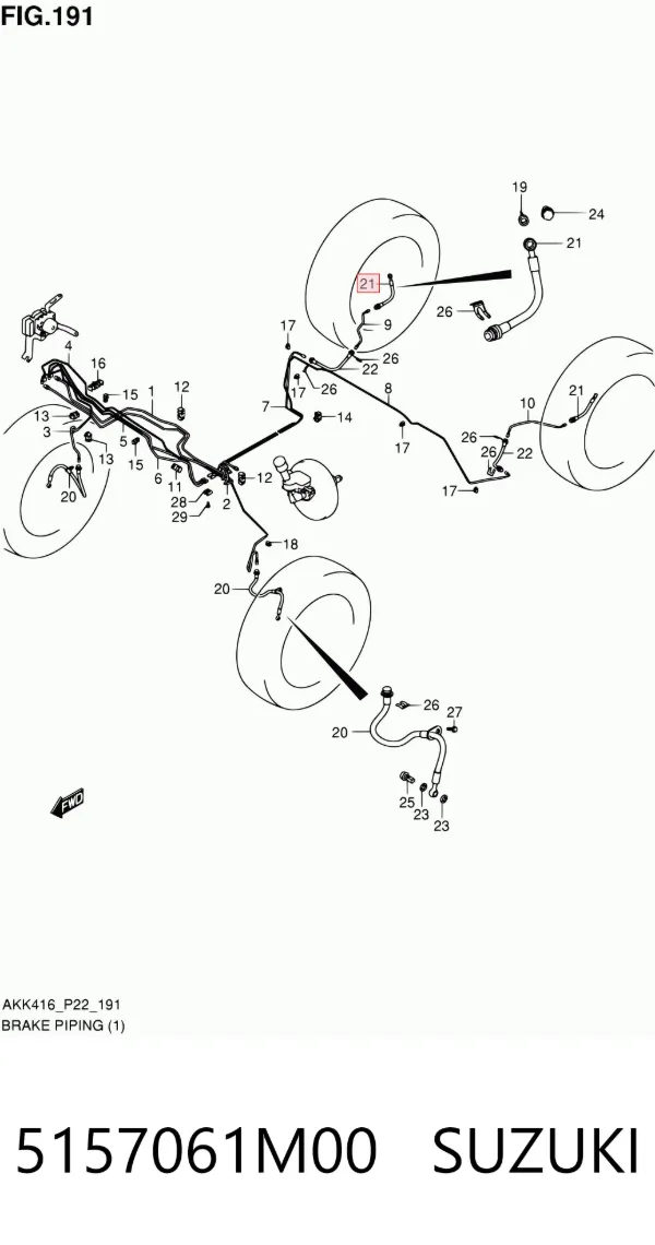 Гальмівні шланги передні 5157061M00 Suzuki