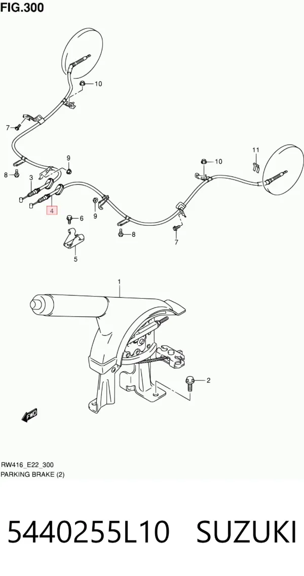 Трос ручного гальма задній, лівий 5440255L10 Suzuki