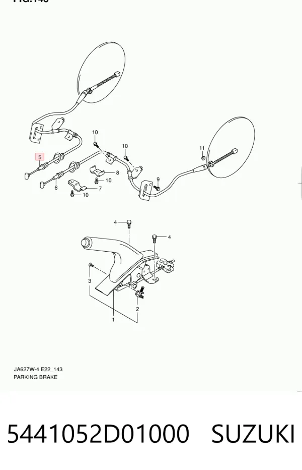 Трос ручного гальма задній, правий 5441052D01000 Suzuki