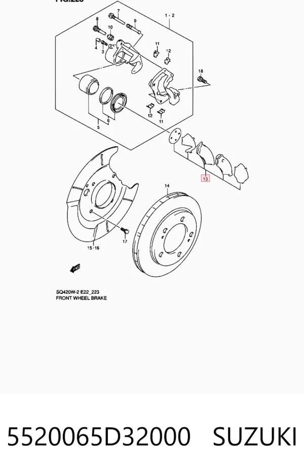 Передні тормозні колодки 5520065D32000 Suzuki