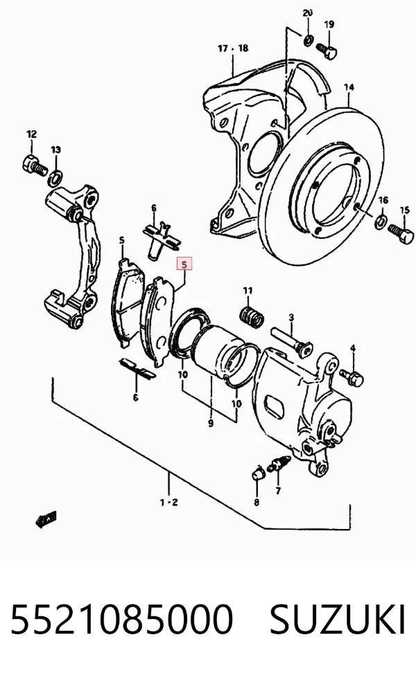 Передні тормозні колодки 5521085000 Suzuki