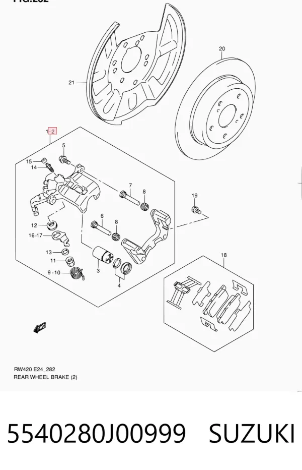 Супорт задній лівий 5540280J00999 Suzuki