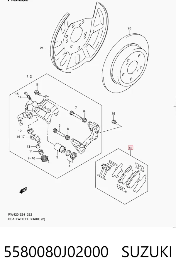 Задні гальмівні колодки 5580080J02000 Suzuki