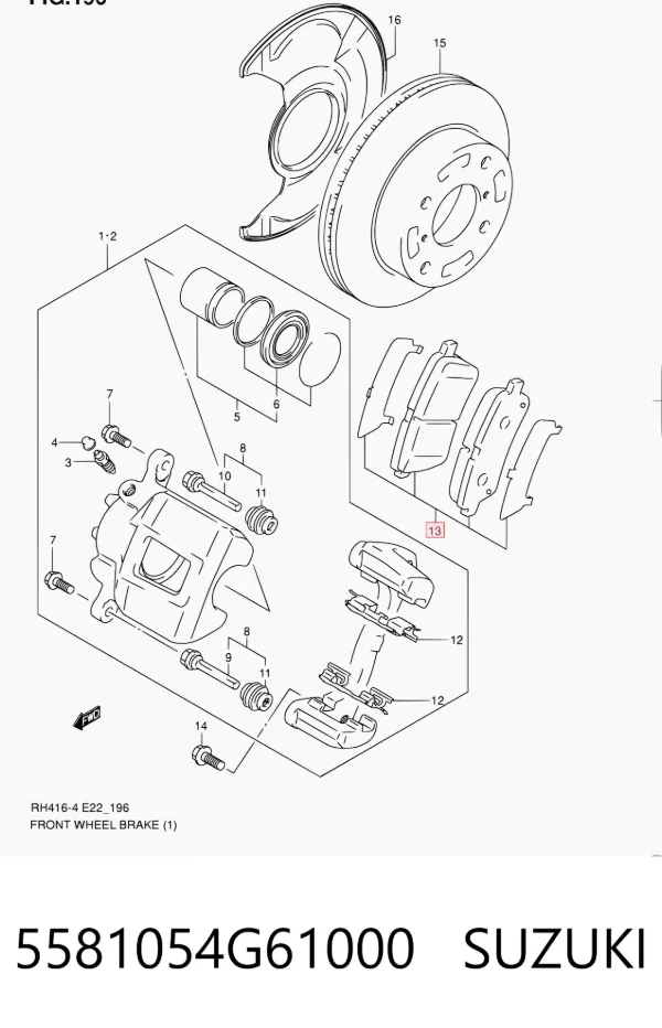 Передні тормозні колодки 5581054G61000 Suzuki