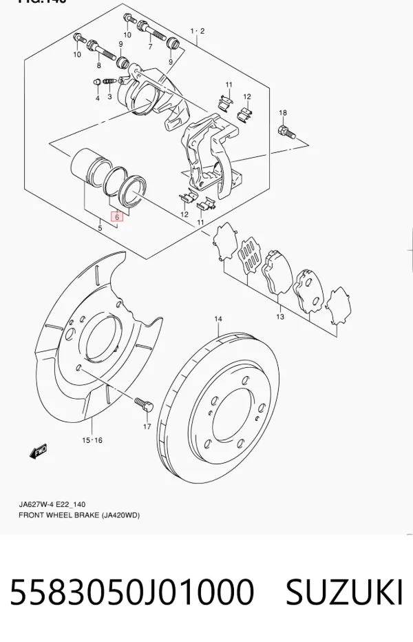 Ремкомплект переднього супорту 5583050J01000 Suzuki