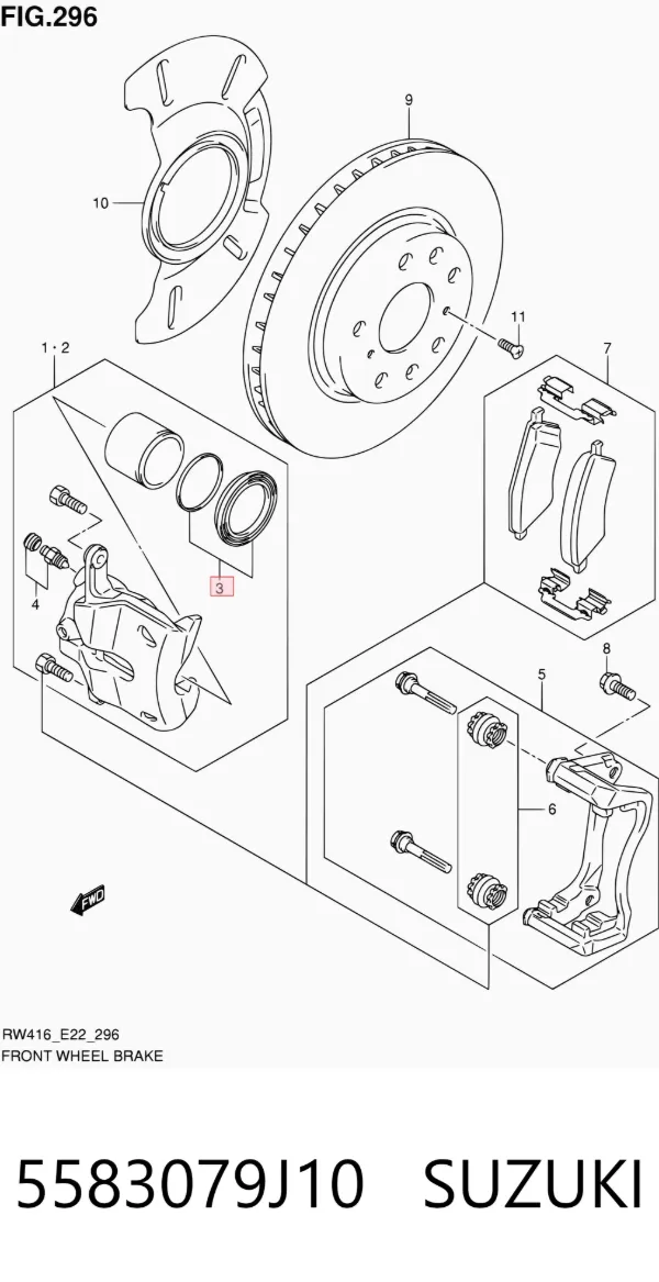 Ремкомплект переднього супорту 5583079J10 Suzuki
