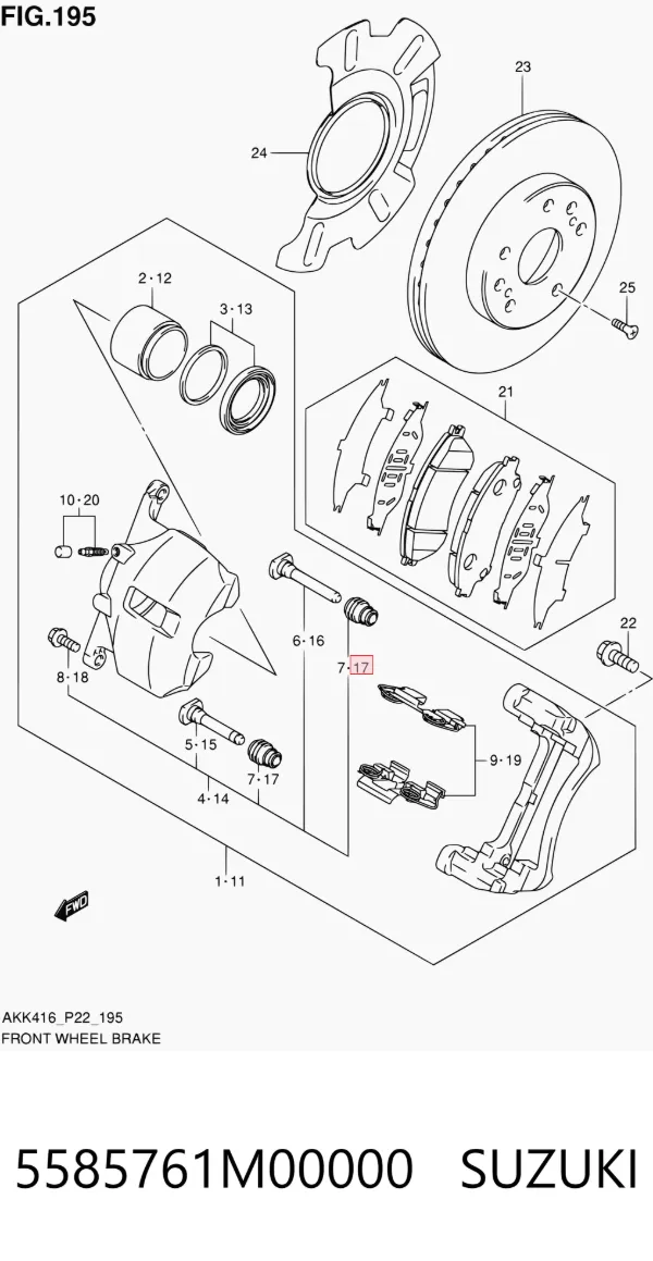Пильник направляючої супортугальмівного, переднього 5585761M00000 Suzuki