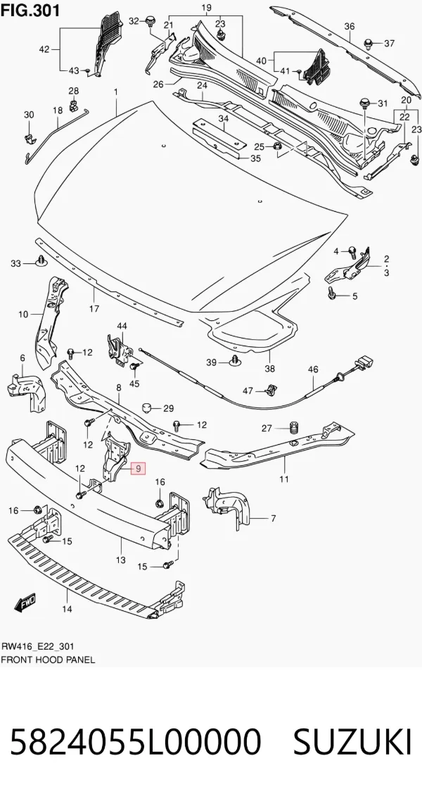 Супорт радіатора вертикальний/монтажна панель кріплення фар 5824055L00000 Suzuki