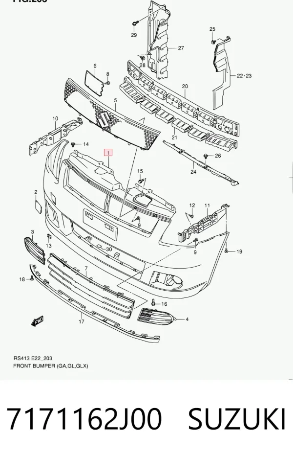Передній бампер 7171162J00 Suzuki