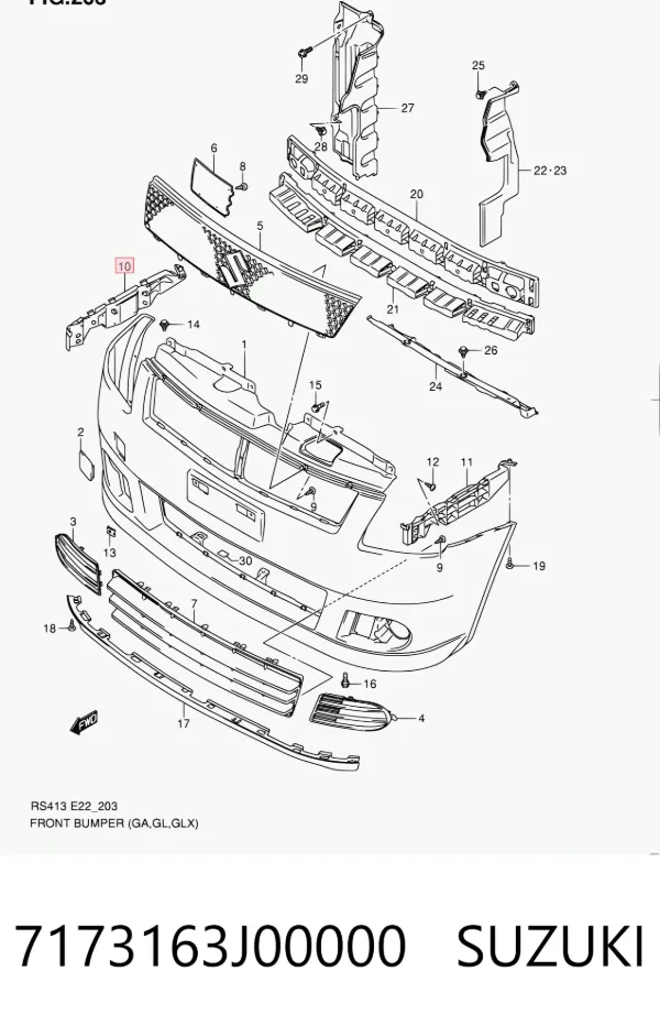 Кронштейн бампера переднього, правий 7173163J00000 Suzuki