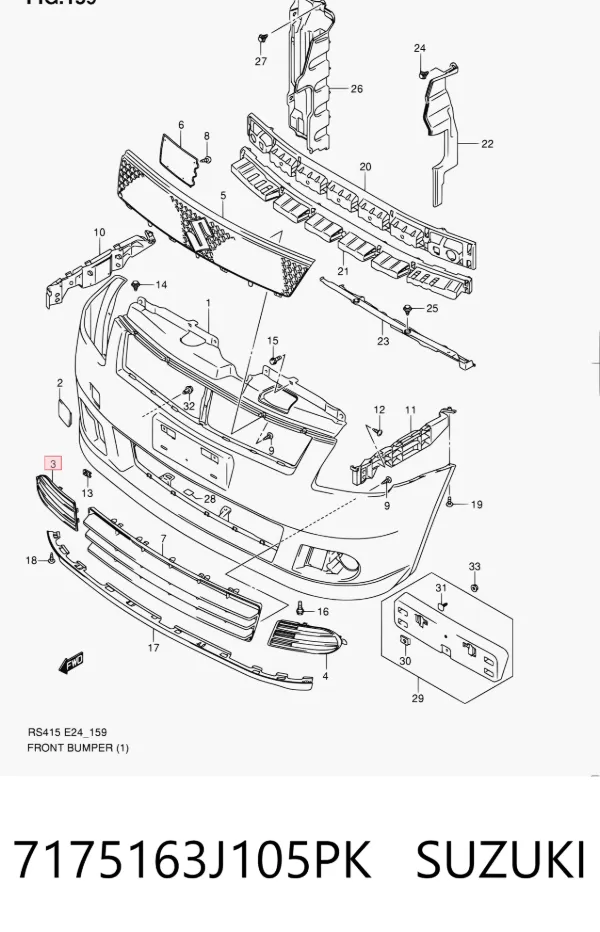 Решітка переднього бампера, права 7175163J105PK Suzuki