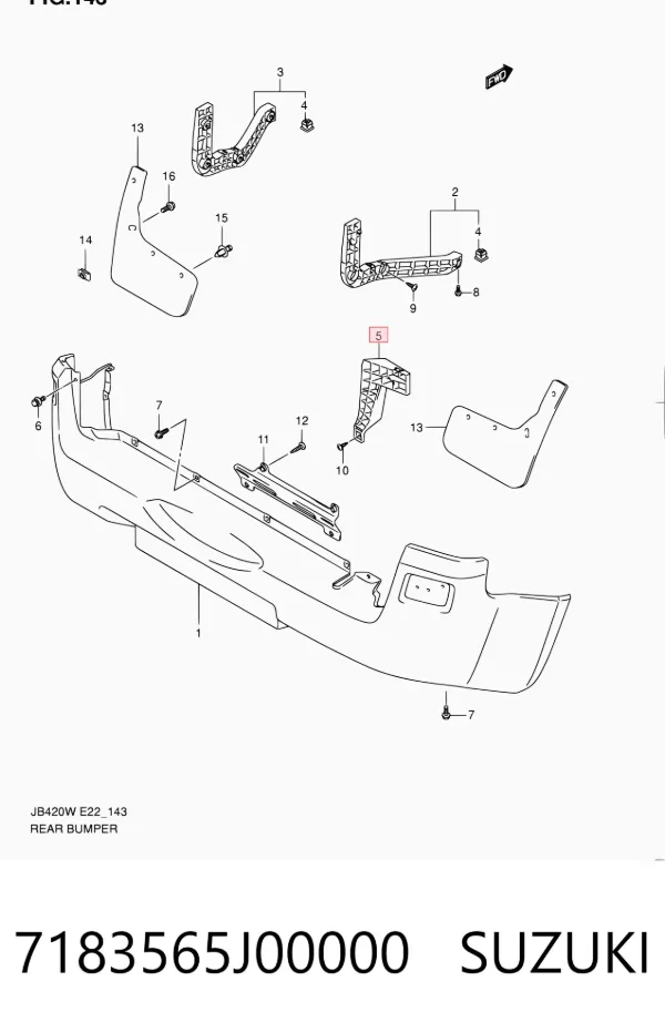 Кронштейн бампера заднього, центральний 7183565J00000 Suzuki