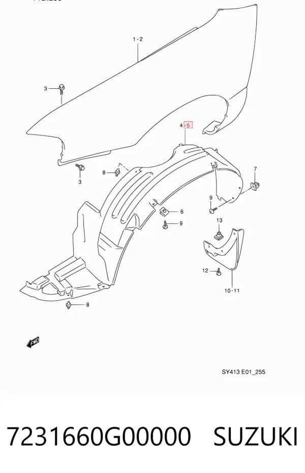 Підкрилок передній лівий 7231660G00000 Suzuki
