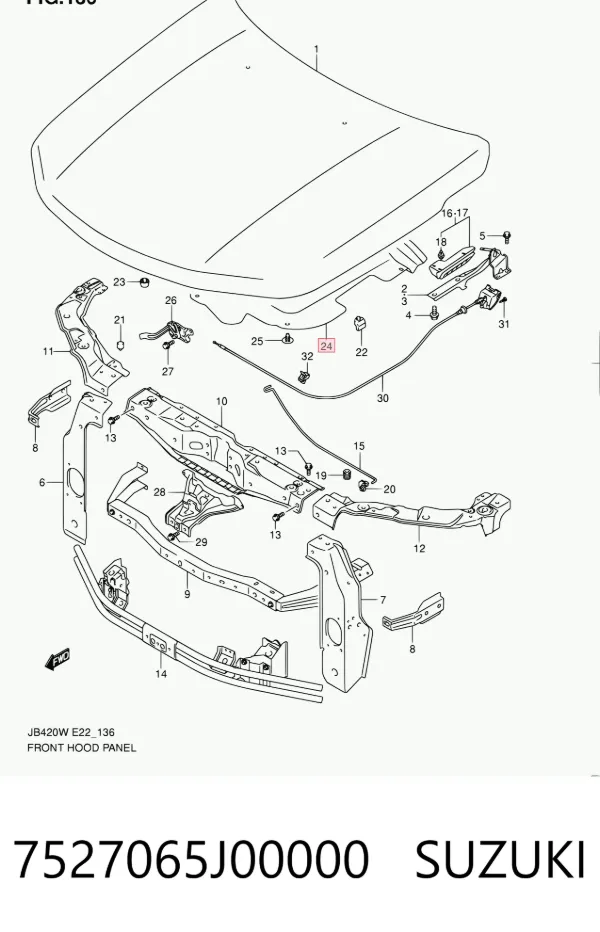 Шумоізоляція капота 7527065J00000 Suzuki