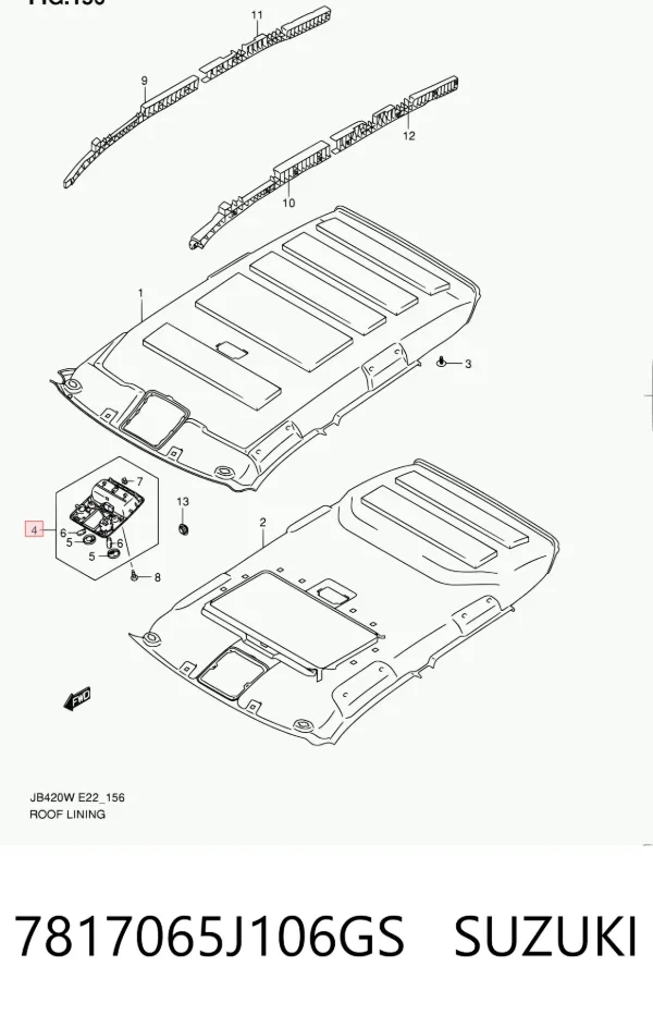 Плафон освітлення кабіни 7817065J106GS Suzuki