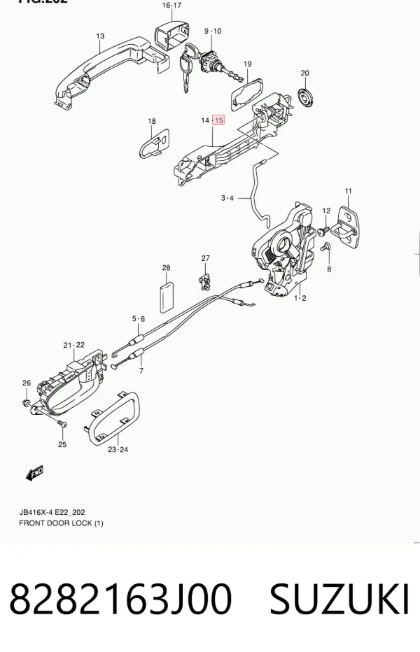 Тримач зовнішньої ручки дверей, передньої лівої 8282163J00 Suzuki
